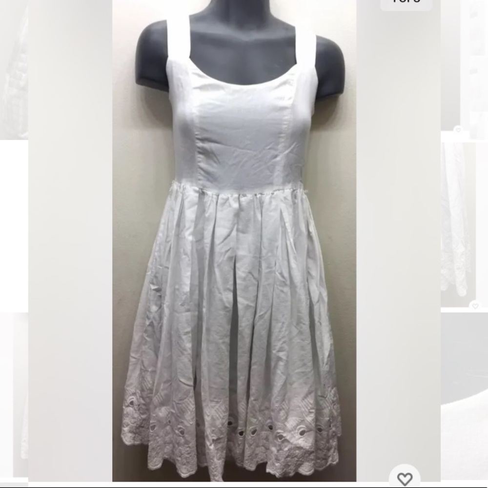 Bedo Canada Women White Summer Dress 100% Cotton Embroidered Spaghetti Strap XS